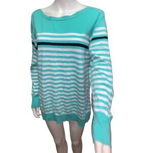 Nautica Blue / White STriped Boat Neck Sweater Top XXL